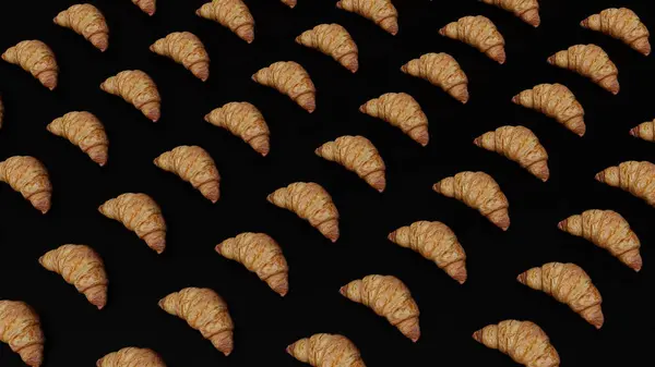 Croissants Recién Horneados Vista Superior Desayuno Pan Croissant Alimentos Aislados — Foto de Stock