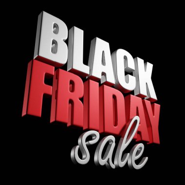 Kara Cuma indirimi, afiş beyaz kırmızı siyah renk. 3d hazırlayıcı