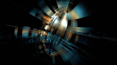 Geleceğin teknolojileri, siber punk, dijital alan. Veri iletimi ve işleme, parlayan bilgi blokları. 3d hazırlayıcı