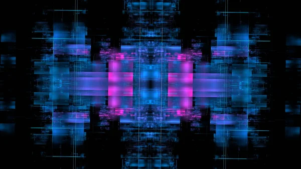 Technologies Future Cyberpunk Digital Space Data Transmission Processing Glowing Blocks — Stock Photo, Image