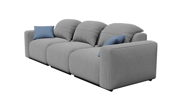 透明な背景 家のインテリア 家具の大きなソファーに大きなソファー 3Dレンダリング — ストック写真