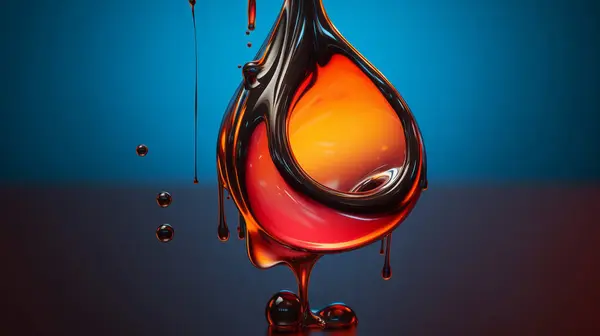 Drops oil different colors, splashes of water paint on dark background, macro. Oil refining industry, engine oil. 3d render