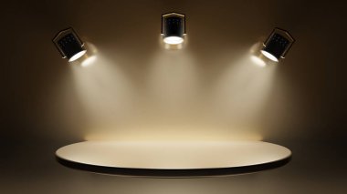 Kozmetik ürünler için yuvarlak podyum, nesne. Boş platform, platform uzayı. Modern kaidesel ürün arka planı. 3d hazırlayıcı