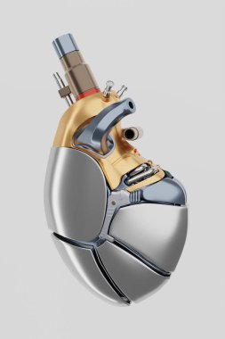 Motor motoru kalbi, araba ruhu, kalp metal bisikleti. Robotun biyonik organı. 3d hazırlayıcı