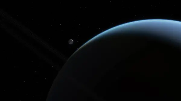 Stor Planet Med Synlig Atmosfär Och Ringsystem Stor Skala Och — Stockfoto