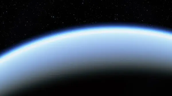 Curva Planeta Contra Cosmos Destacando Brilho Atmosférico Cenário Espacial Estrelado Imagem De Stock