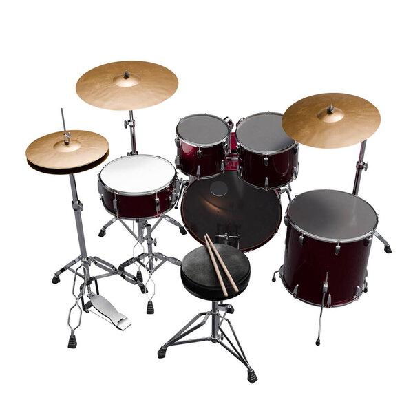 Set Batería Completo Con Bombo Caja Toms Platillos Taburete Resistente — Foto de Stock