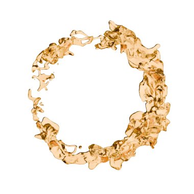 Işıldayan altın sıvının dairesel şekli gözü yakalar, girdaplı dokuların ve çeşitli formların karmaşık detaylarını gösterir. Tasarım yaratıcılığı ve sanatçılığı yansıtır. 3d hazırlayıcı