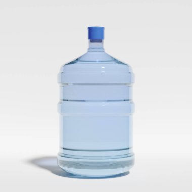 Büyük mavi sürahi düz bir zemine karşı dik duruyor. Şeffaf gövde, içerideki temiz suyun görünür olmasını sağlar, kapasitesini ve basitliğini vurgular. 3d hazırlayıcı