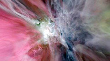 Göz kamaştırıcı bir kozmik nebula, uzayın karanlığına karşı pembe, mor ve mavi de dahil olmak üzere canlı renklerin dinamik girdabını sergiliyor ve evrenin yaratılışının güzelliğini yakalıyor. 3d hazırlayıcı