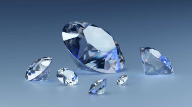 Çeşitli kesikli taşlar parlak ve berraklıklarını gösterirken yumuşak ışıklandırmayla pürüzsüz bir yüzeyde dinleniyorlar, yüzlerini ve renklerini çekici bir şekilde geliştiriyorlar. 3d hazırlayıcı