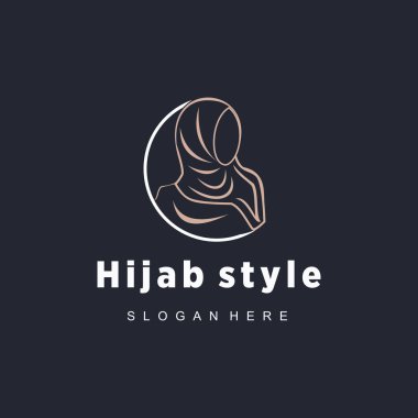 Eşsiz bir konsepte sahip tesettür kızı logo tasarım vektörü