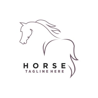 Soyut At Logosu Sembol Tasarımı Çizim Vektörü