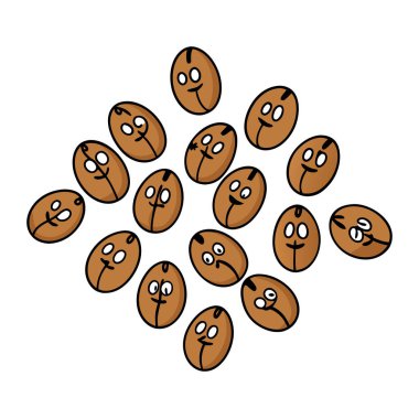 Kahve çekirdekleri tasviri, kafeler, logolar, ambalajlar ve dekorasyon için ideal. Tasarım projelerinize bu çok yönlü grafikle bir miktar aromatik cazibe ekleyin.