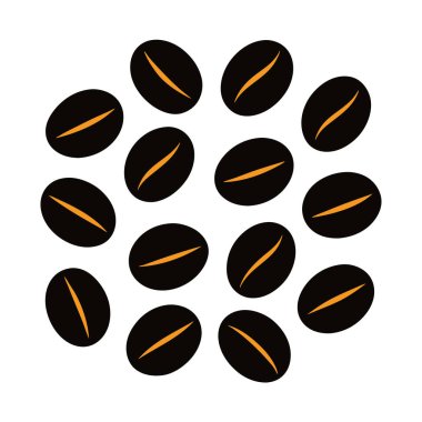 Kahve çekirdekleri tasviri, kafeler, logolar, ambalajlar ve dekorasyon için ideal. Tasarım projelerinize bu çok yönlü grafikle bir miktar aromatik cazibe ekleyin.