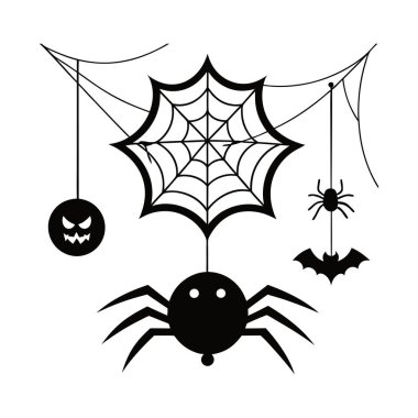 Ürkütücü örümcek ağları, Cadılar Bayramı elementleri vektör çizimi, tasarımlarınıza ürkütücü bir dokunuş eklemek için mükemmel. Dekorasyon, davetiye ve parti dekorasyonu için ideal.: