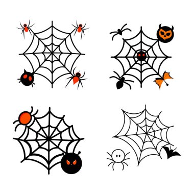 Ürkütücü örümcek ağları, Cadılar Bayramı elementleri vektör çizimi, tasarımlarınıza ürkütücü bir dokunuş eklemek için mükemmel. Dekorasyon, davetiye ve parti dekorasyonu için ideal.