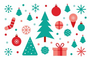 Sezonu, bayram dekorasyonu, ambalajı ve yaratıcı projeler için mükemmel tasarımların yer aldığı Mutlu Noeller vektör çizimi ile kutlayalım..