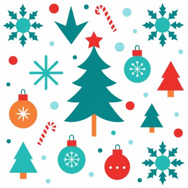 Sezonu, bayram dekorasyonu, ambalajı ve yaratıcı projeler için mükemmel tasarımların yer aldığı Mutlu Noeller vektör çizimi ile kutlayalım..