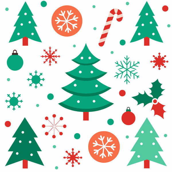 Празднуйте сезон с этой векторной иллюстрацией веселого рождественского рисунка, показывая праздничные дизайны, идеально подходящие для праздничного декора, обертывания и творческих проектов.