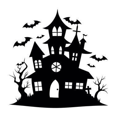 Cadılar Bayramı perili ev vektör çizim