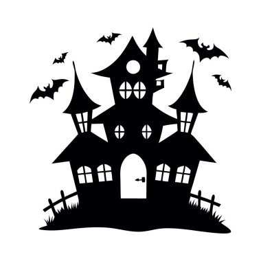 Cadılar Bayramı perili ev vektör çizim