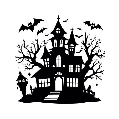 Cadılar Bayramı perili ev vektör çizim