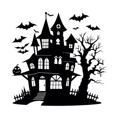 Cadılar Bayramı perili ev vektör çizim