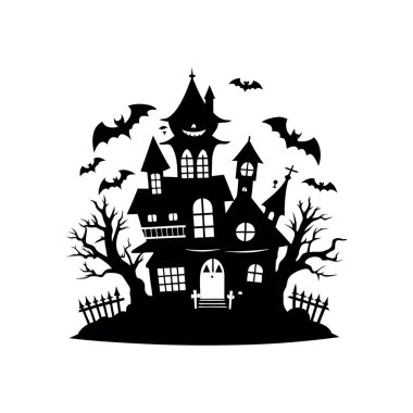 Cadılar Bayramı perili ev vektör çizim