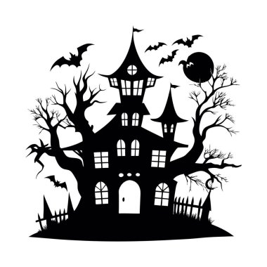 Cadılar Bayramı perili ev vektör çizim