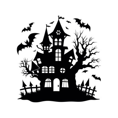 Cadılar Bayramı perili ev vektör çizim