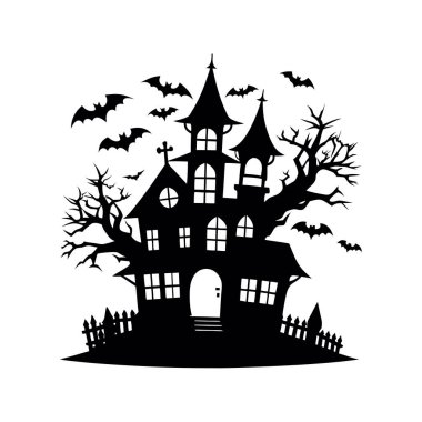 Cadılar Bayramı perili ev vektör çizim