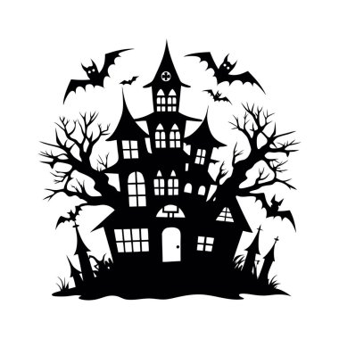 Cadılar Bayramı perili ev vektör çizim