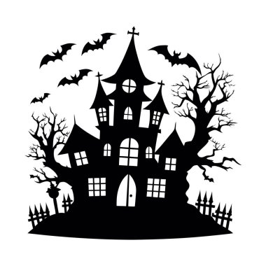 Cadılar Bayramı perili ev vektör çizim