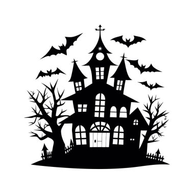 Cadılar Bayramı perili ev vektör çizim