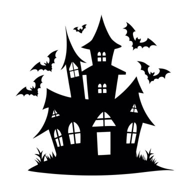 Cadılar Bayramı perili ev vektör çizim