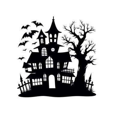 Cadılar Bayramı perili ev vektör çizim