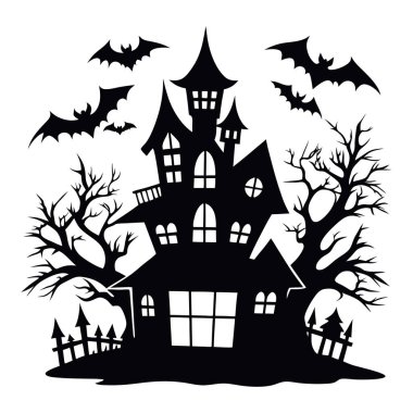 Cadılar Bayramı perili ev vektör çizim