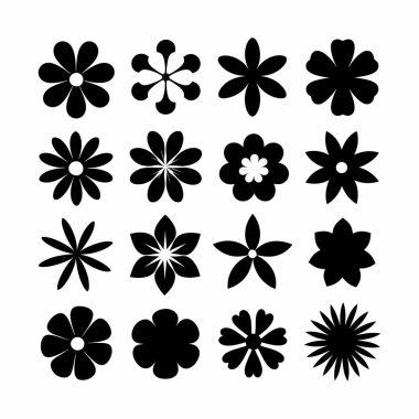 Siyah Çiçekler Süslemeleri Vektör İllüstrasyonunu Ayarla.