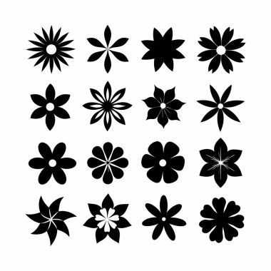 Siyah Çiçekler Süslemeleri Vektör İllüstrasyonunu Ayarla.