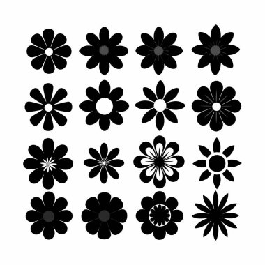 Siyah Çiçekler Süslemeleri Vektör İllüstrasyonunu Ayarla.