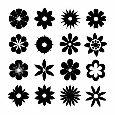 Siyah Çiçekler Süslemeleri Vektör İllüstrasyonunu Ayarla.