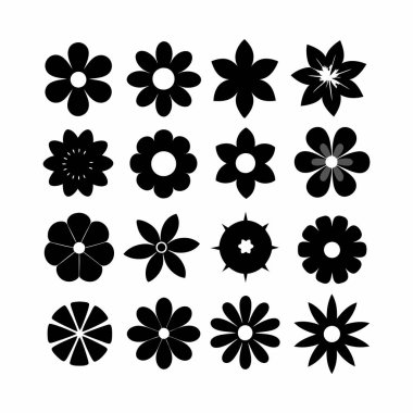 Siyah Çiçekler Süslemeleri Vektör İllüstrasyonunu Ayarla.