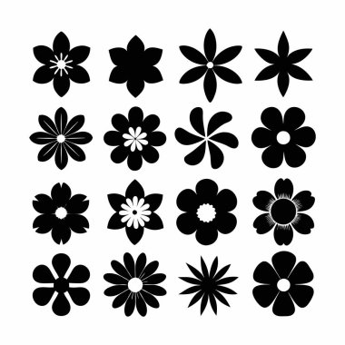 Siyah Çiçekler Süslemeleri Vektör İllüstrasyonunu Ayarla.