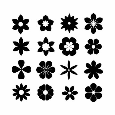 Siyah Çiçekler Süslemeleri Vektör İllüstrasyonunu Ayarla.