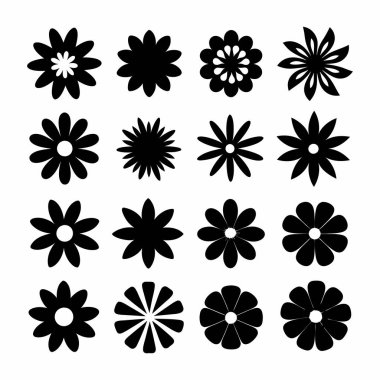 Siyah Çiçekler Süslemeleri Vektör İllüstrasyonunu Ayarla.