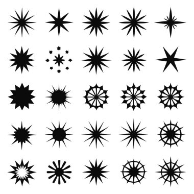 Noel Teması: Kara Yıldız Patlaması Simgesi Vektör İllüstrasyonu