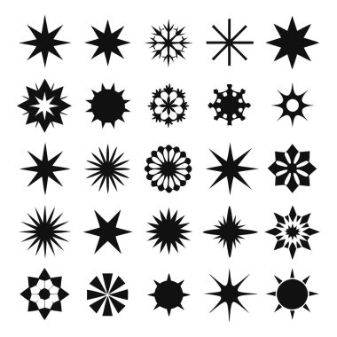 Noel Teması: Kara Yıldız Patlaması Simgesi Vektör İllüstrasyonu