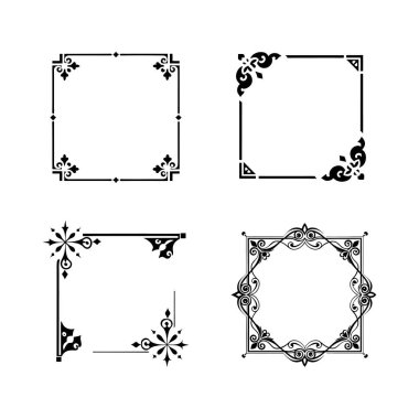 Zarif vintage köşeler ve sınır vektör çizimi, tasarımlarınıza klasik bir dokunuş eklemek için mükemmel. Çerçeveler, davetiyeler ve dekoratif aksanlar için ideal.