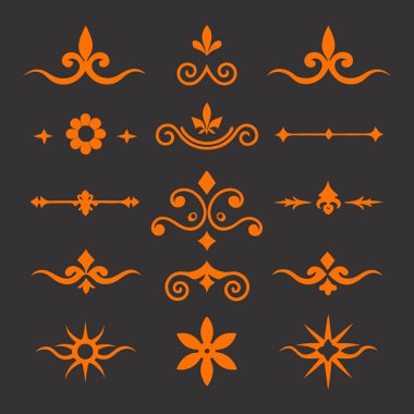 Sınırlar, davetiyeler ve dekoratif projeler için mükemmel karmaşık tasarımlar içeren zarif bölücü süslemeleri vektör illüstrasyonları.